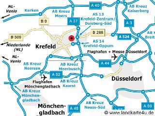 Lage / Urheber: www.landkarte4u.de / Rechteinhaber: &copy; Garden Hotel Krefeld