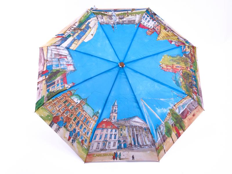 Karlsruher Aquarell Automatik-Regenschirm - aufgespannt