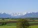 Gebirgsblick vom Hof auf Zugspitze