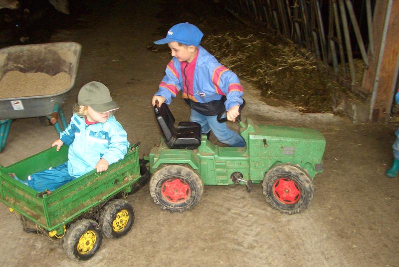Gästekinder auf dem Traktor