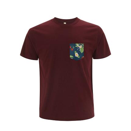 T-Shirt dunkelrot mit Kirschbaum-Brusttasche