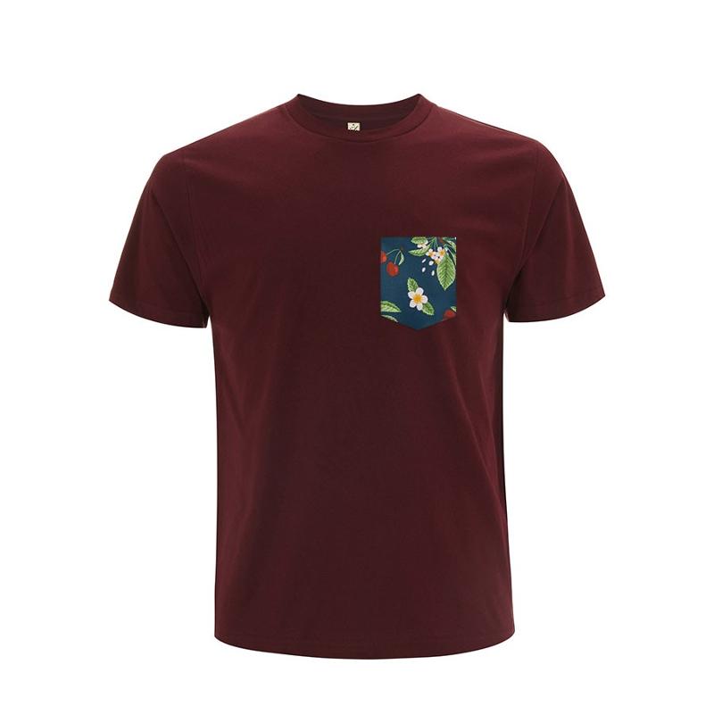 T-Shirt dunkelrot Kirschbaum-Brusttasche